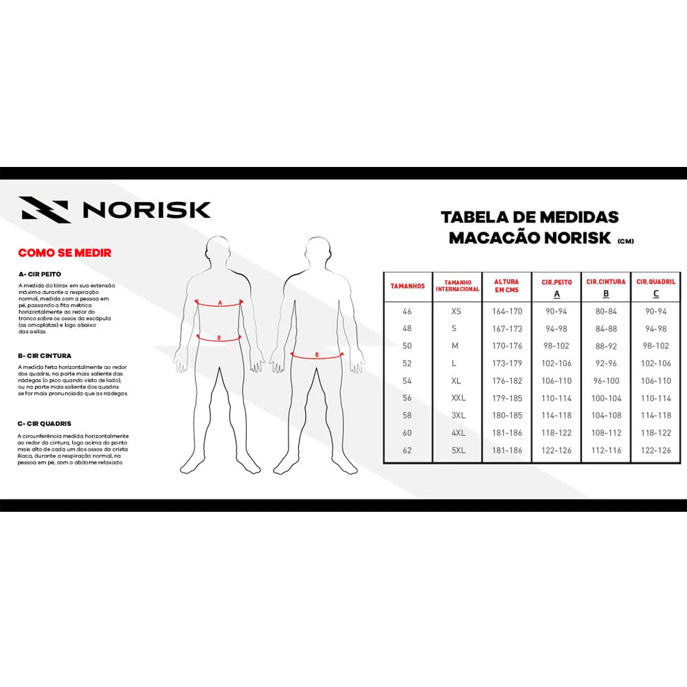 Macacão Norisk SS Preto/Vermelho - marquinhom