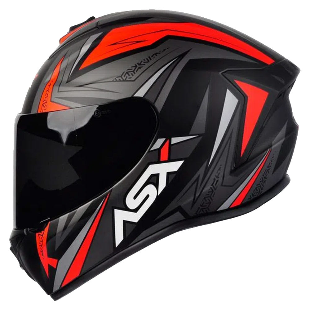 Capacete ASX Draken Vector Preto/Cinza/Vermelho Fosco - marquinhom