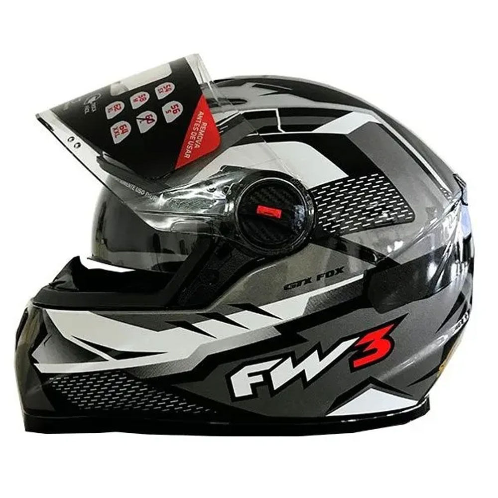 Capacete FW3 GTX Fox Grafite com Viseira Solar em Promoção