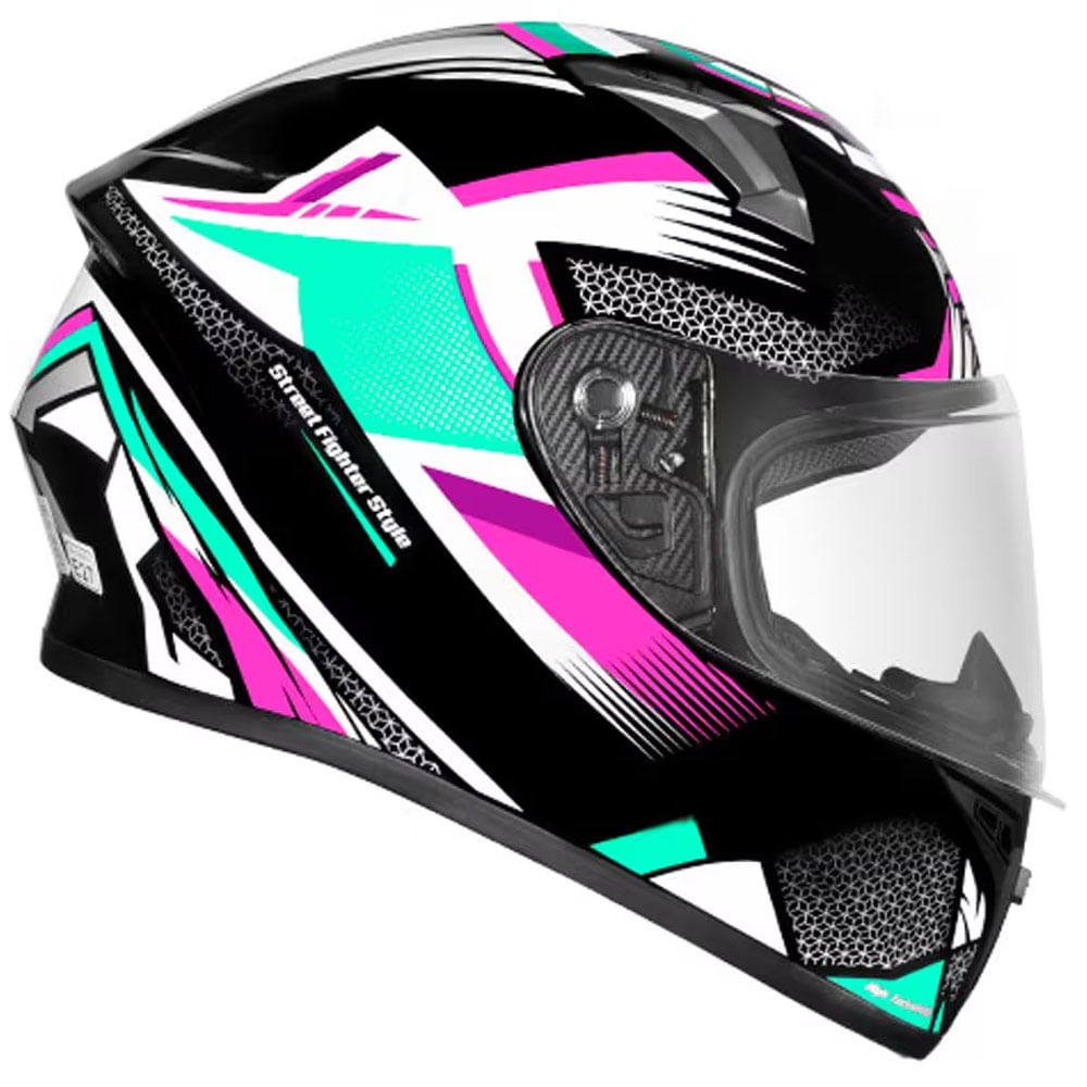 Capacete EBF Xtroy FF526 Rage Preto/Tifany - marquinhom
