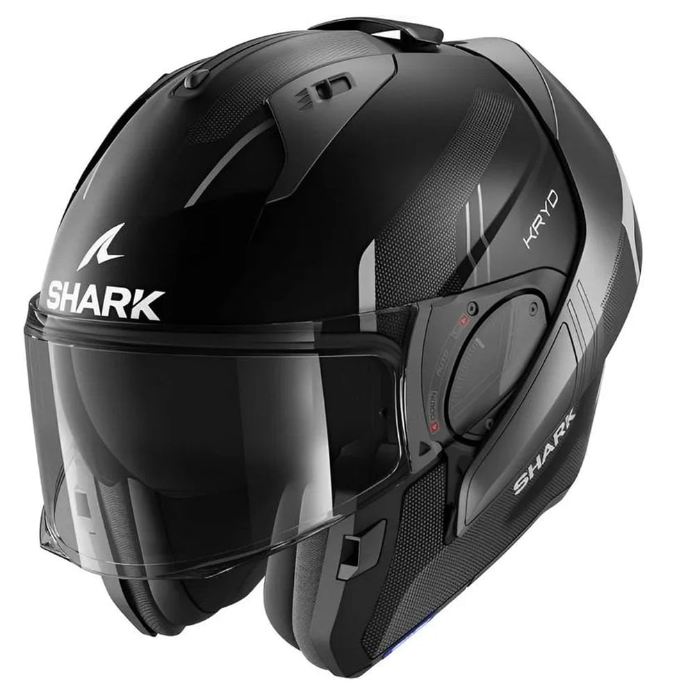 デッド・シャーク　booster2 psa10 Capacete Shark Evo Es Kryd Kas Preto/Prata Fosco com Pinlock