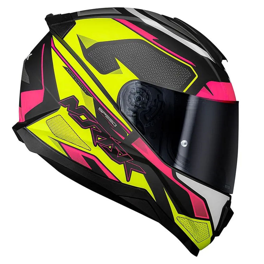 Capacete Norisk FF802 Razor Speedmax Preto/Amarelo/Rosa Fosco