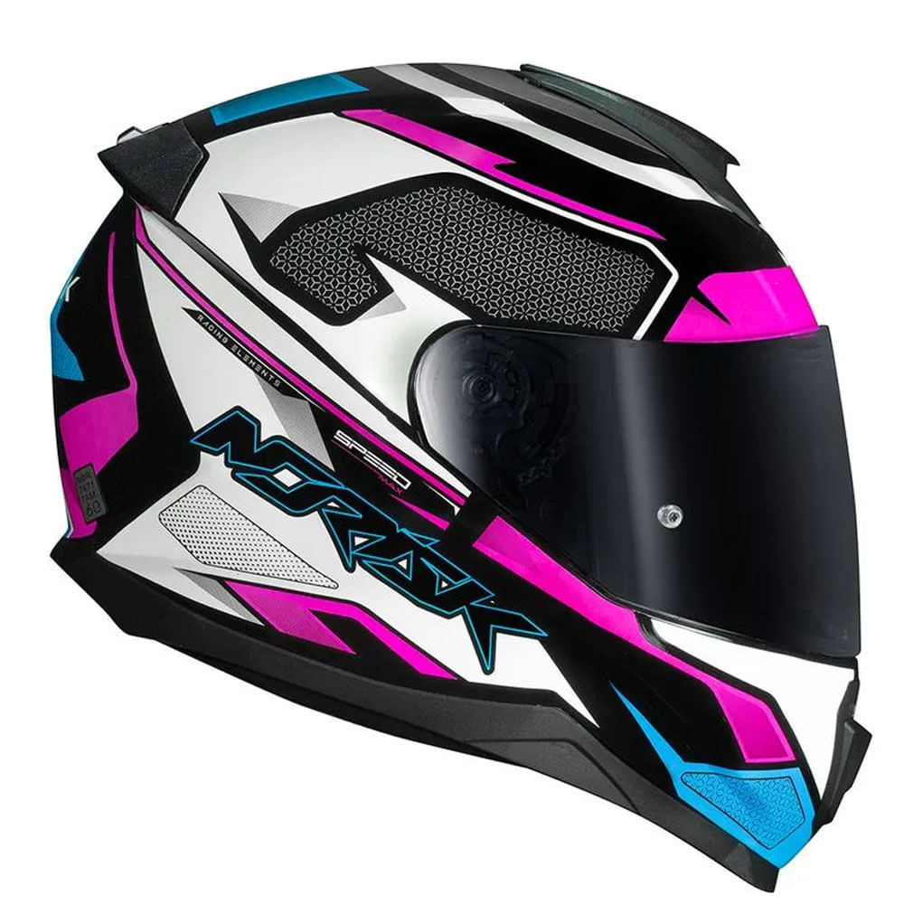 Capacete Norisk FF802 Razor Speedmax Preto/Branco/Rosa - marquinhom