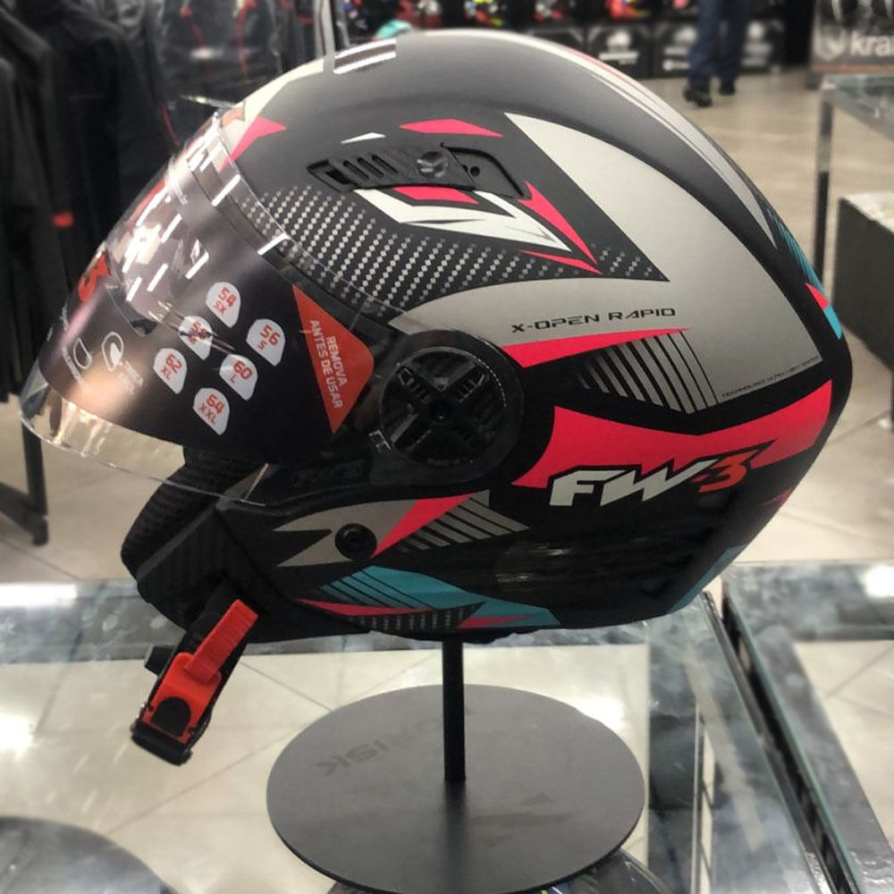 Capacete Fw3 X-Open Up Rapid Rosa/Tifany com Óculos - marquinhom