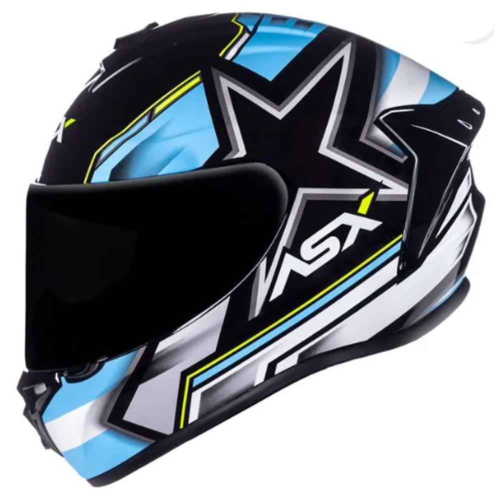Capacete ASX Draken Pilot Preto/Azul/Amarelo - marquinhom