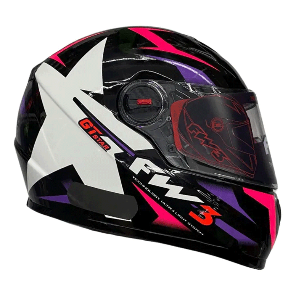 Capacete FW3 GTX Star Lilás/Rosa com Viseira Solar - marquinhom