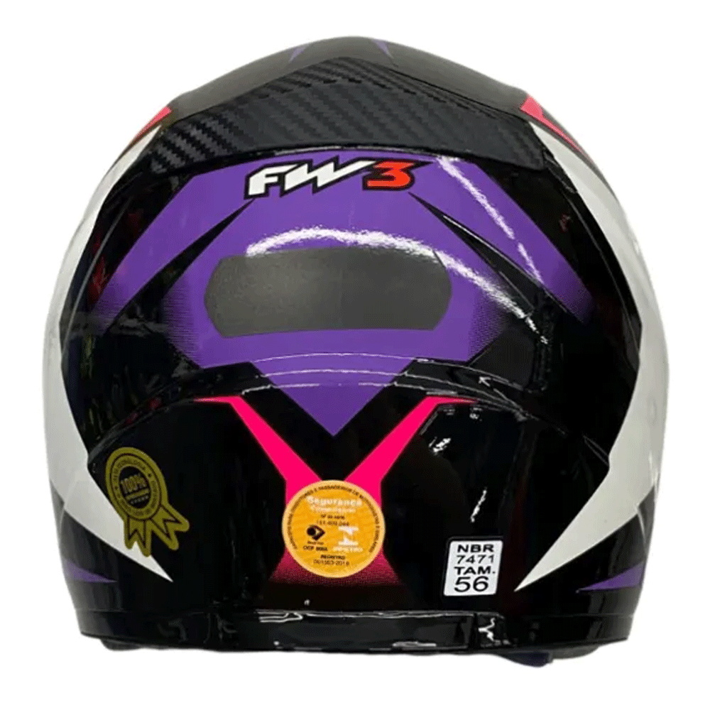 スターファイブ Capacete FW3 GTX Star Lilás/Rosa com Viseira Solar - marquinhom